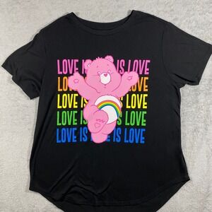 Care Bears T-Shirt Women XXL Black Excellent Love Is Love Pride Graphic Tee